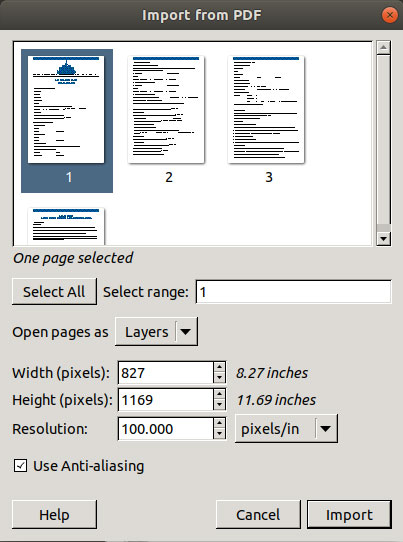 Gimp Import PDF